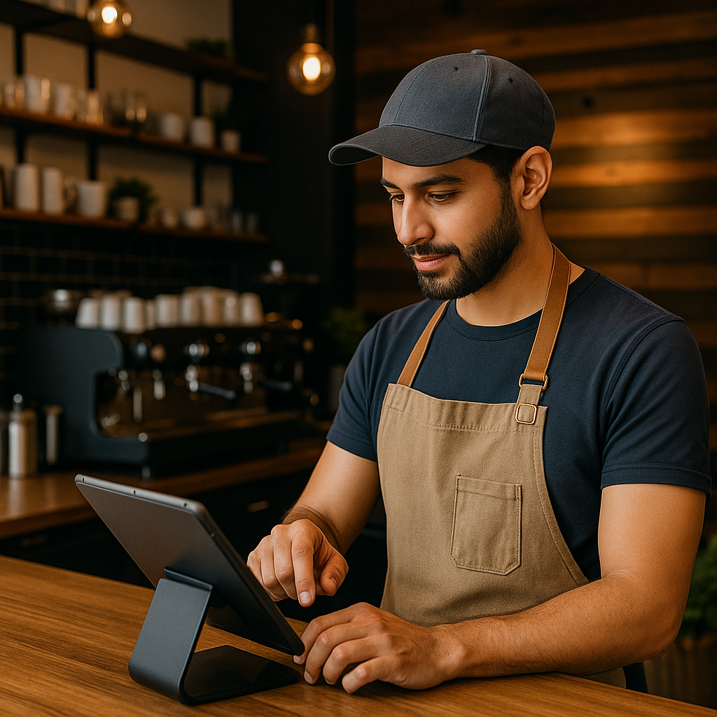 عملاء يمسحون QR في مطعم