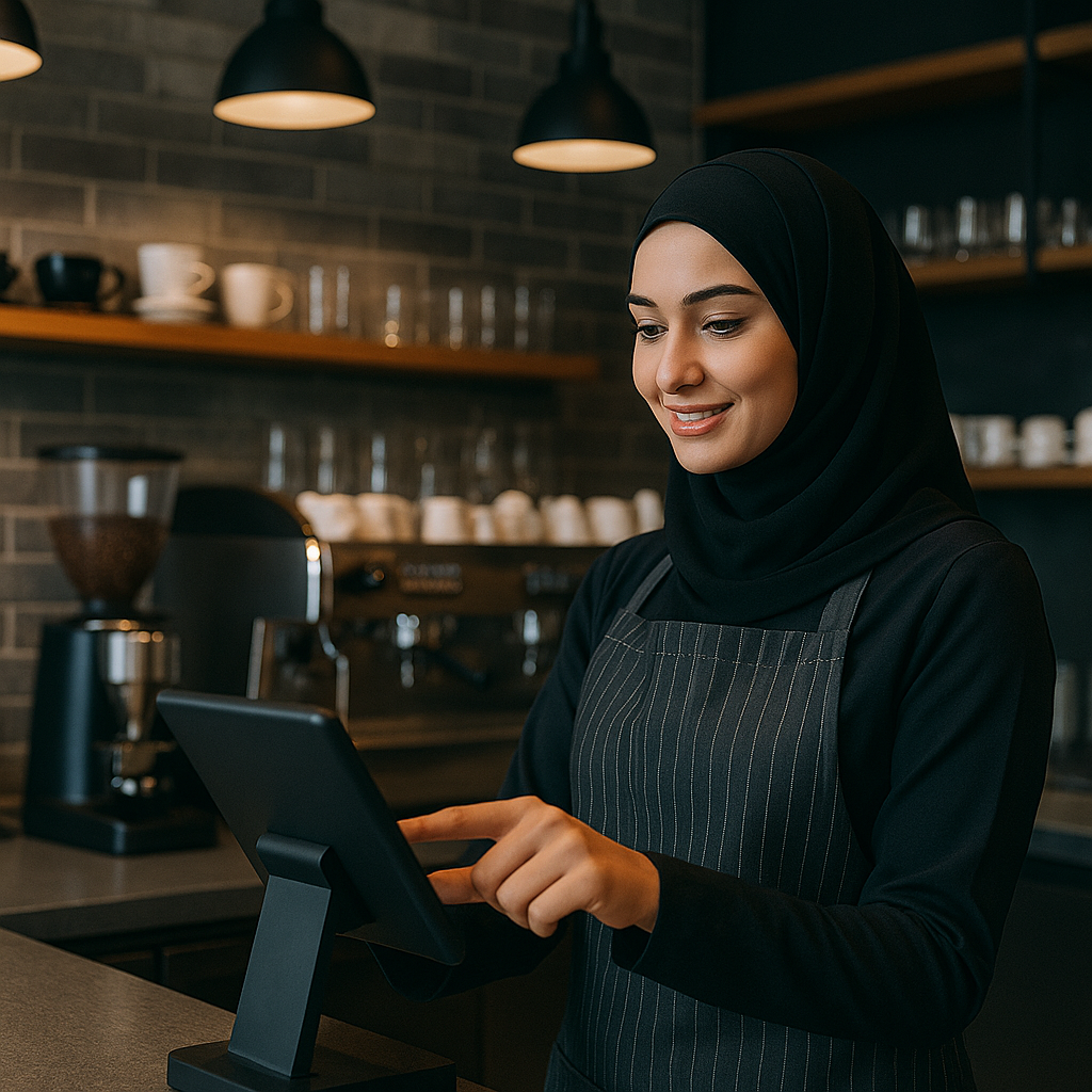 باريستا يستخدم POS سحابي